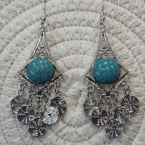 Silver and Turquoise Dangle Earrings